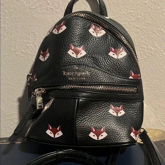 kate spade Black Fox Face Mini Backpack Kate Spade Out of the Woods Fox Mini Convertible Backpack  main image 3